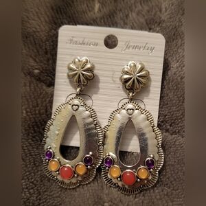 Silver and Multicolor Fashion Earrings